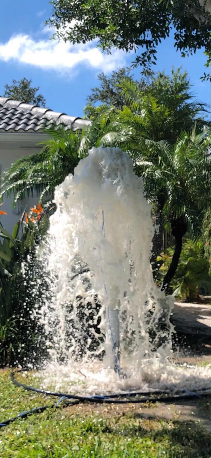 Water geyser from a newly drilled well